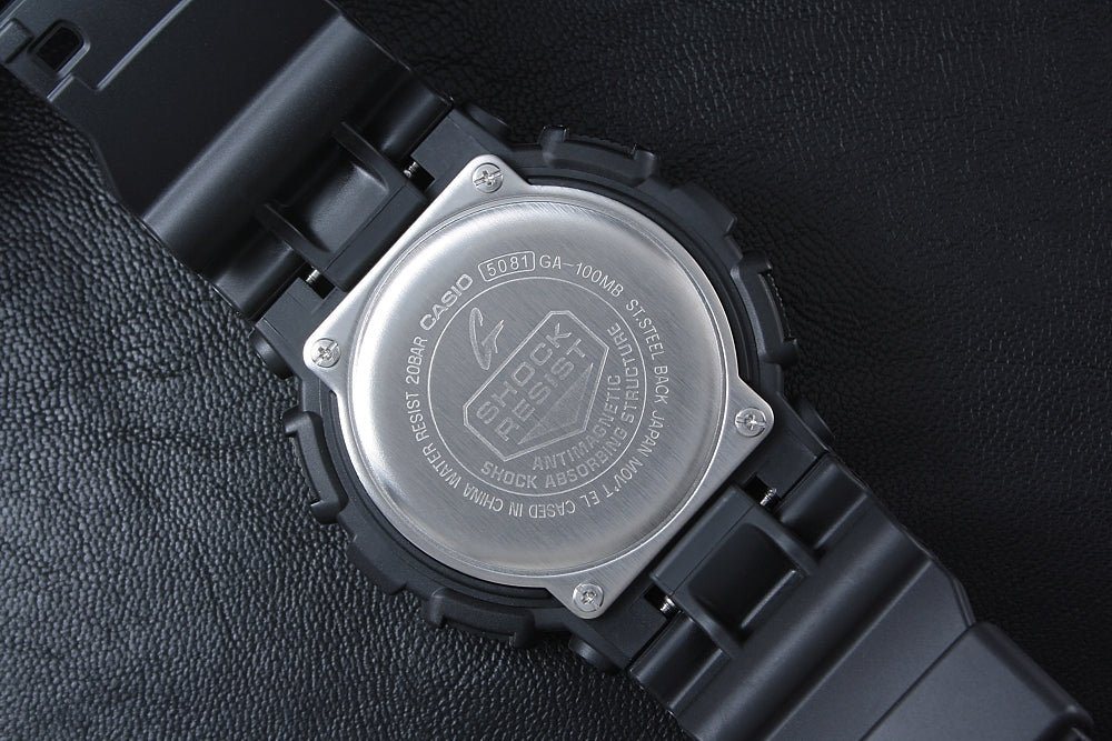 Men's Casio Gshock Ana-Digi Black Dial Black Band Alarm Watch - GA100MB-1A