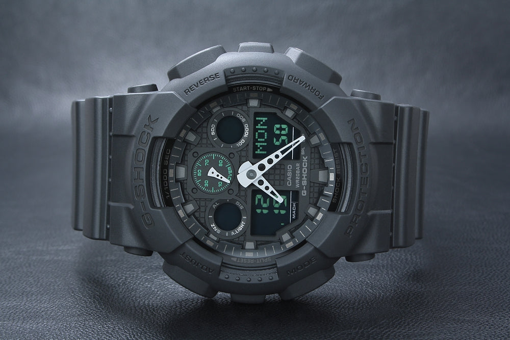 Men's Casio Gshock Ana-Digi Black Dial Black Band Alarm Watch - GA100MB-1A