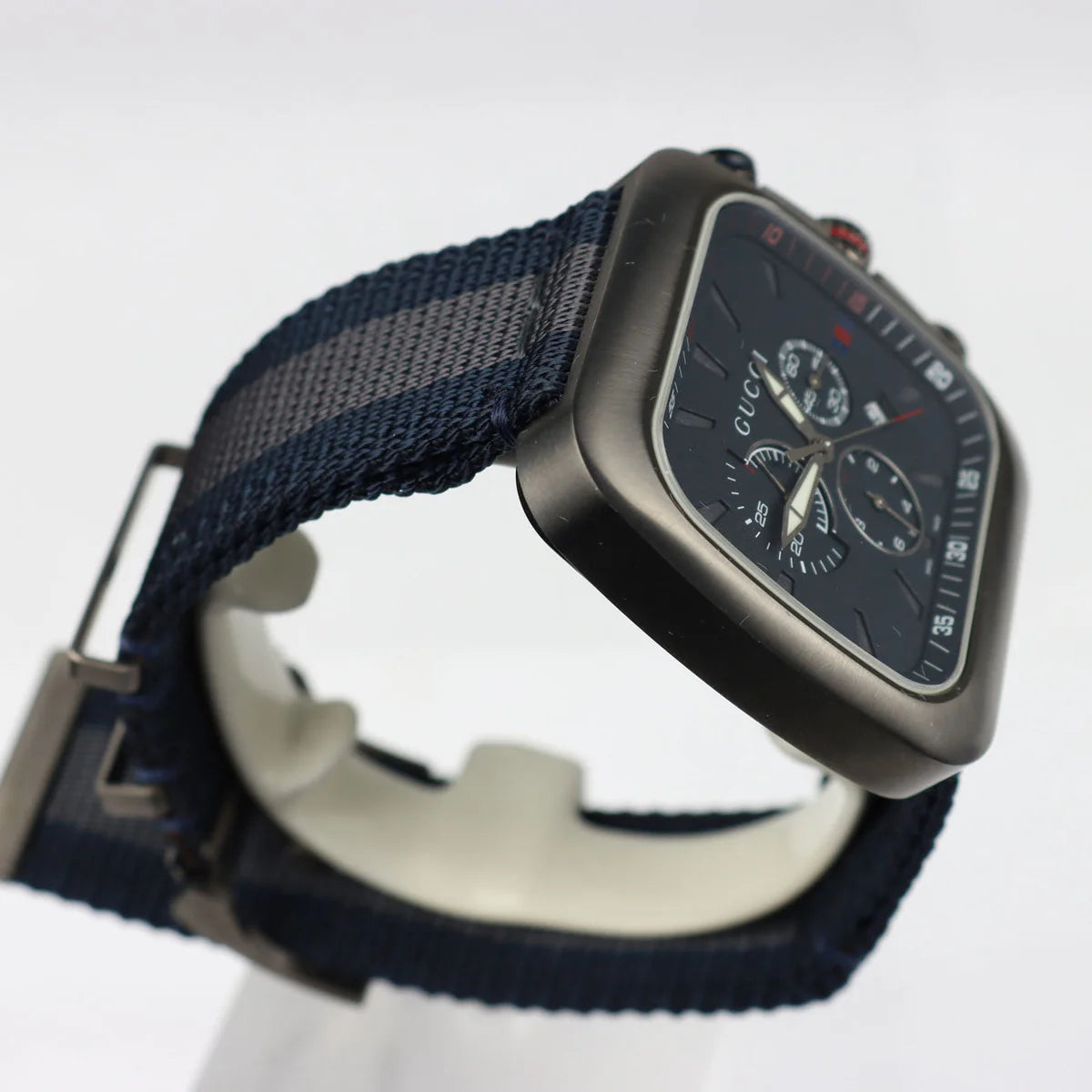 Men's Gucci Coupe Chronograph Blue Grey Square Watch - YA131203