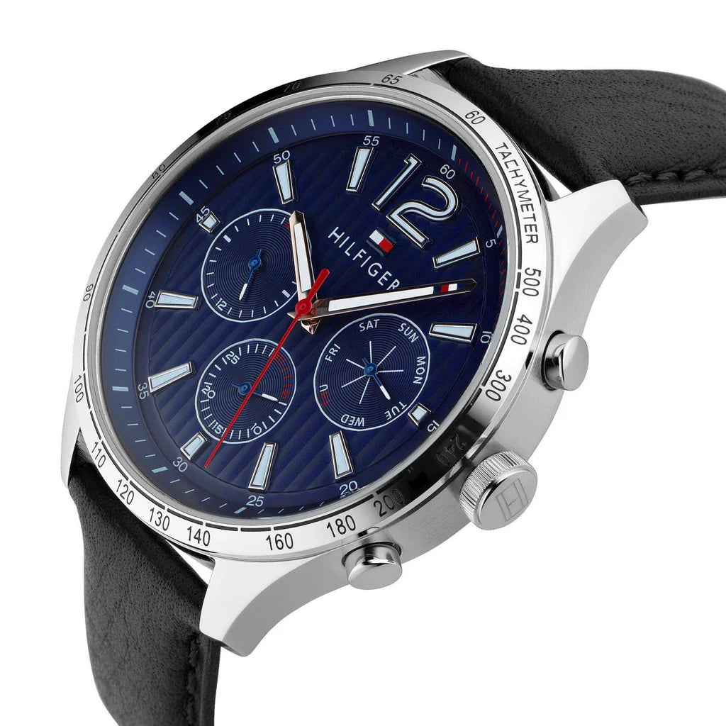 Men's Tommy Hilfiger Gavin Black Leather 44mm Watch - 1791468
