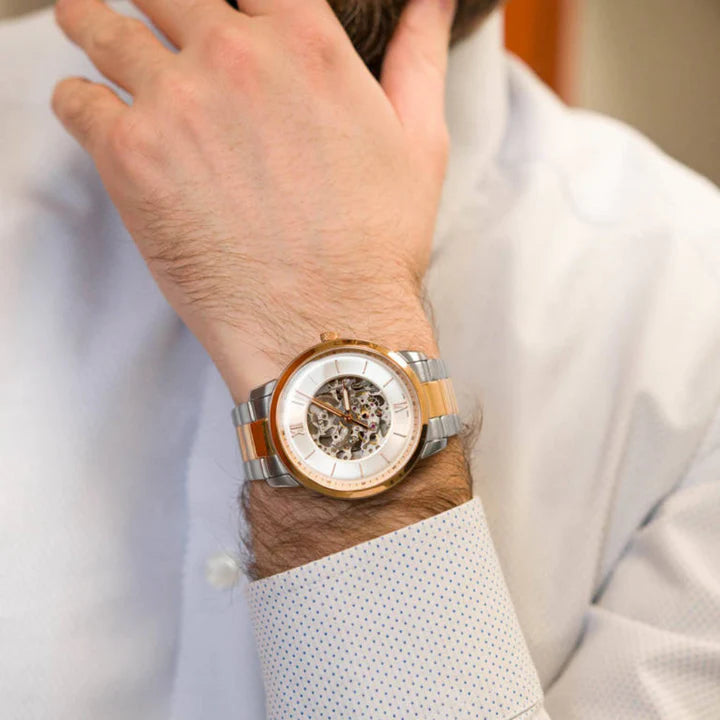 Men's Fossil Automatic Stainless Steel Skeleton Watch - ME3196