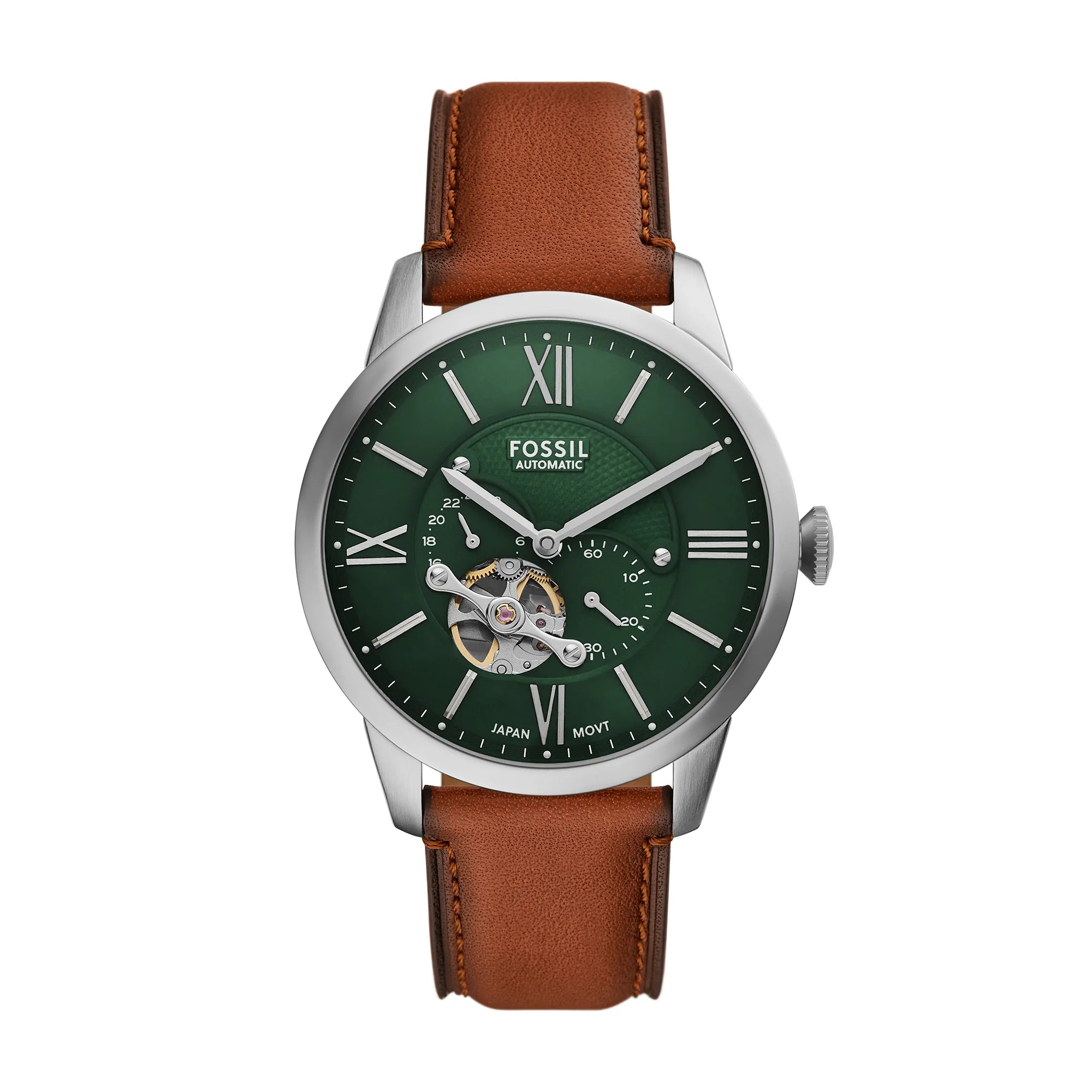 Men's Fossil Townsman Automatic Brown Leather Watch - ME3265