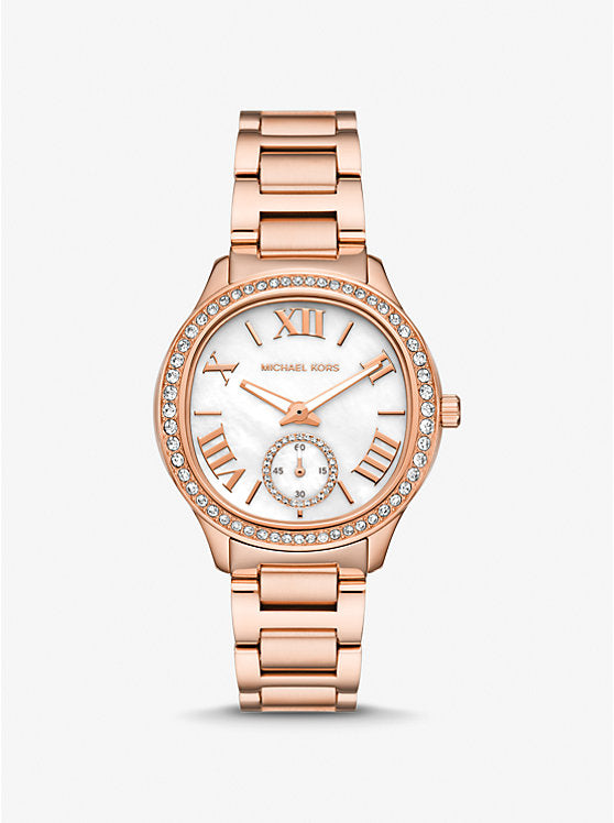 Women's Michael Kors Sage Pavé Rose Gold-Tone Watch