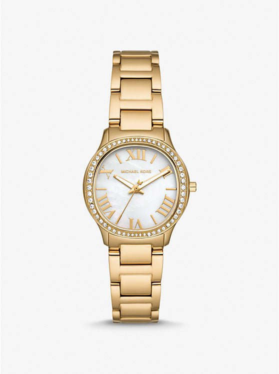 Women's Michael Kors Mini Sage Pavé Gold-Tone Watch