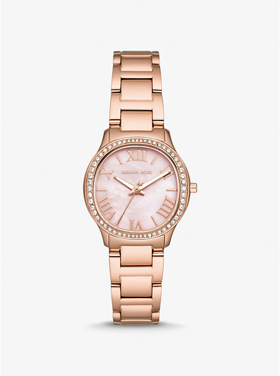Women's Michael Kors Mini Sage Pavé Rose Gold-Tone Watch  MK4823