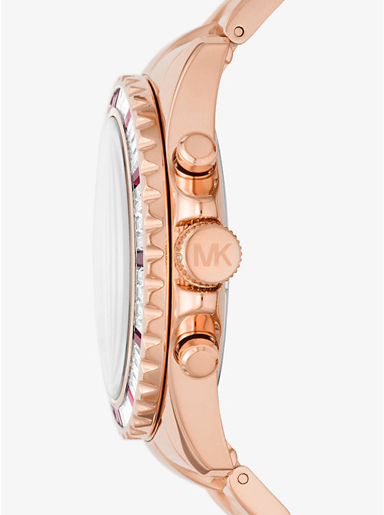 Women's Michael Kors Oversized Everest Pavé Rose Gold-Tone Watch