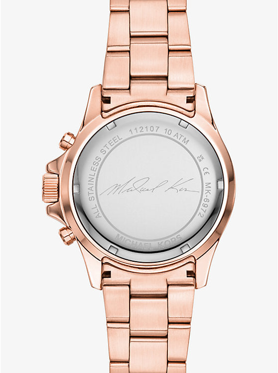 Women's Michael Kors Oversized Everest Pavé Rose Gold-Tone Watch