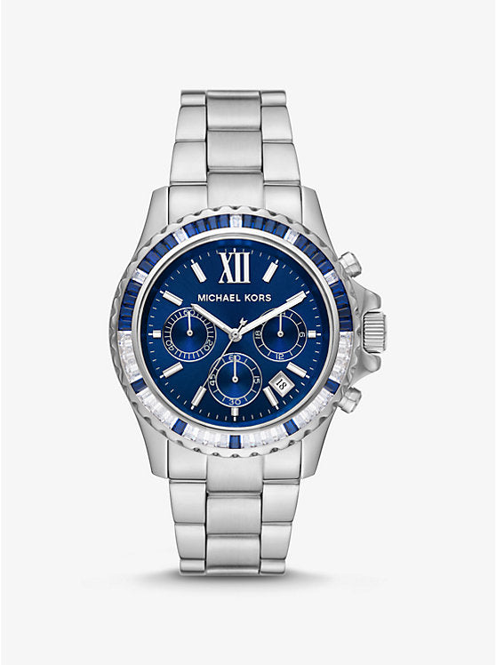 Women's Michael Kors Oversized Everest Pavé Silver-Tone Watch