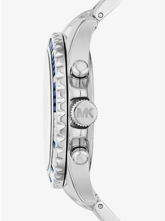 Women's Michael Kors Oversized Everest Pavé Silver-Tone Watch