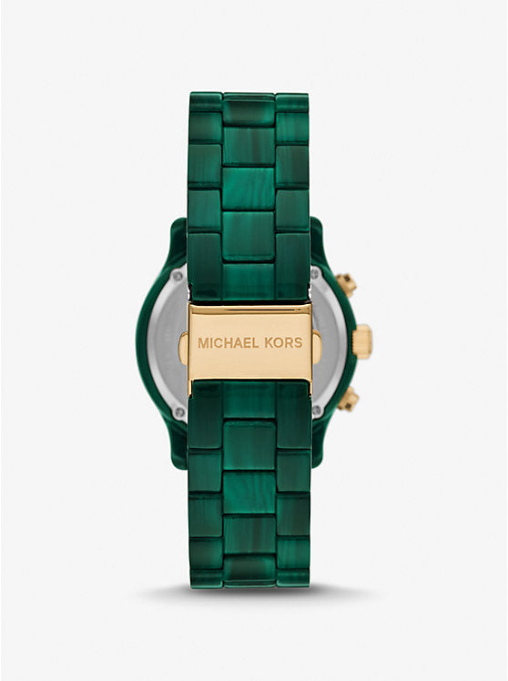 Women's Michael Kors Runway Pavé Gold-Tone and Acetate Watch