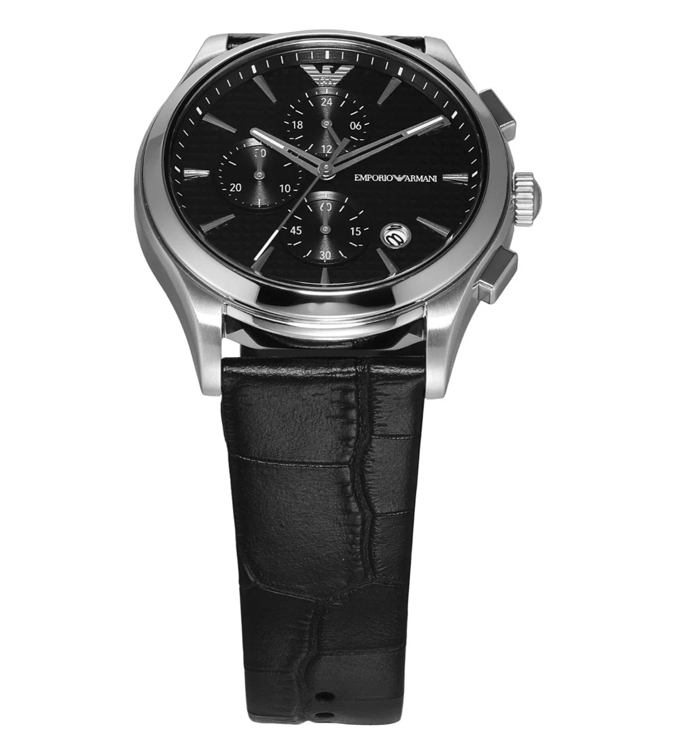 Men's Emporio Armani Paolo Chronograph Black Leather Watch - AR11530