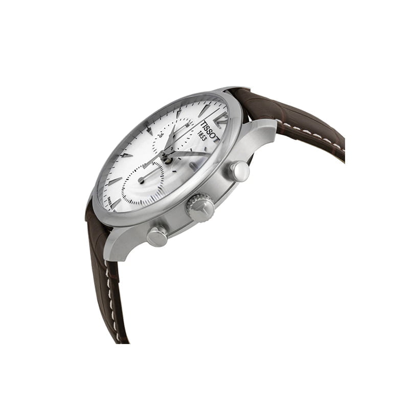 Men's Tissot Tradition Swiss Quartz Chronograph Silver Dial Leather Watch 42mm - T063.617.16.037.00