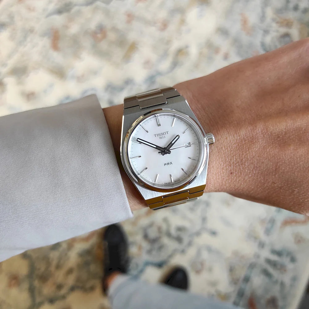Unisex Tissot PRX Stainless Steel White Mother of Pearl Dial 35mm - T137.210.11.111.00