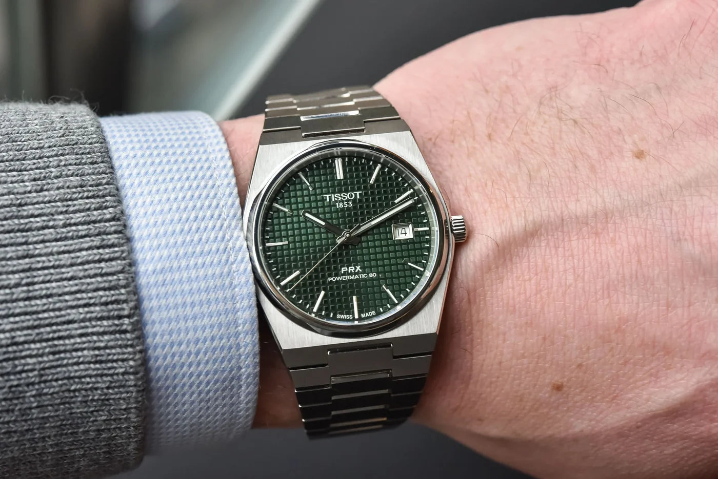 Men's Tissot PRX Powermatic 80 Green Waffle Dial 40mm Watch - T137.407.11.091.00