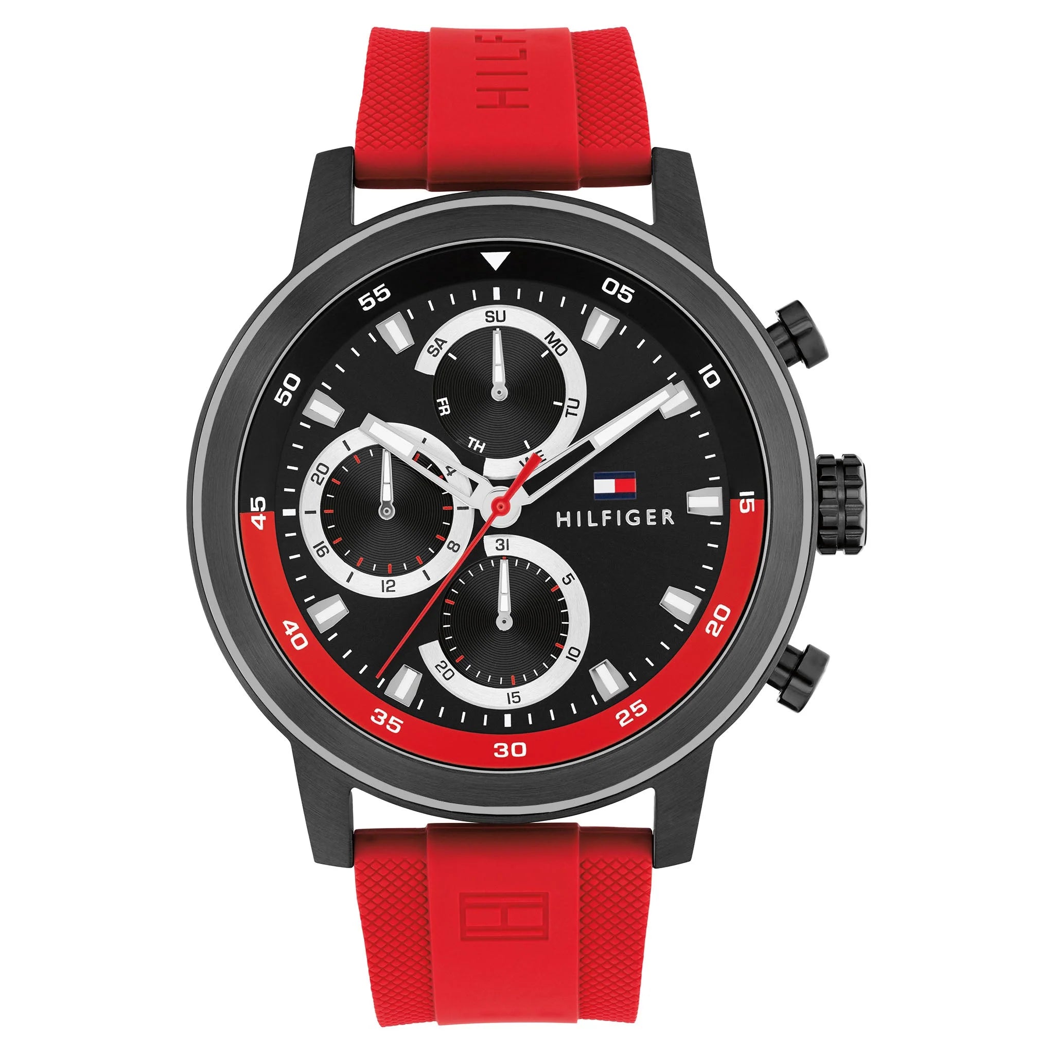 Men's Tommy Hilfiger Red Silicone Black Dial Watch-1792178