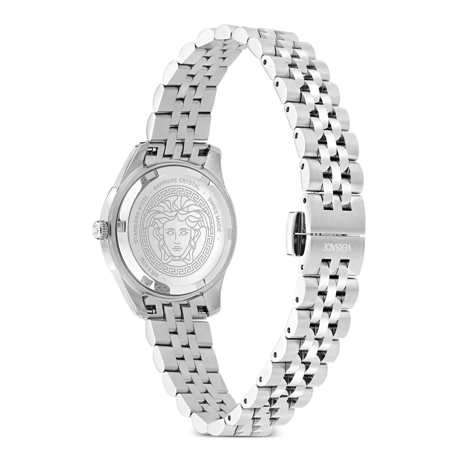 Women's Versace Greca Dome Quartz Blue Dial Stainless Steel Watch 37mm - VE9CA0124