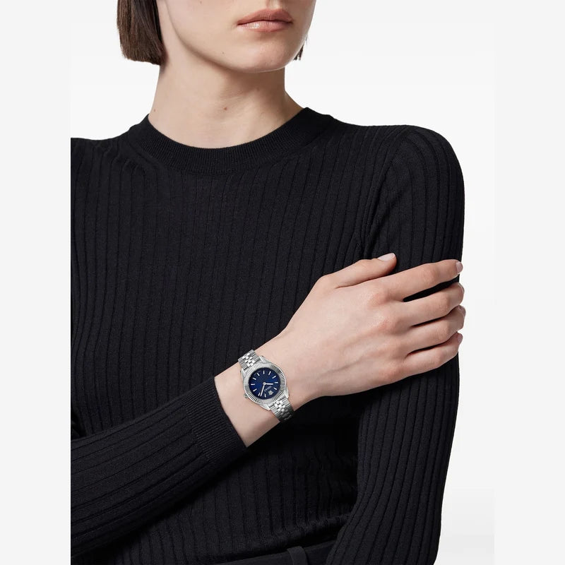 Women's Versace Greca Dome Quartz Blue Dial Stainless Steel Watch 37mm - VE9CA0124