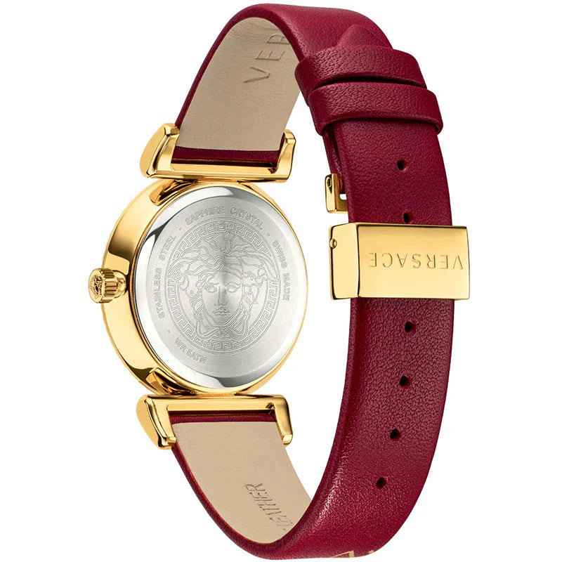 Women's Versace V Motif Red Leather Watch - VERE00418