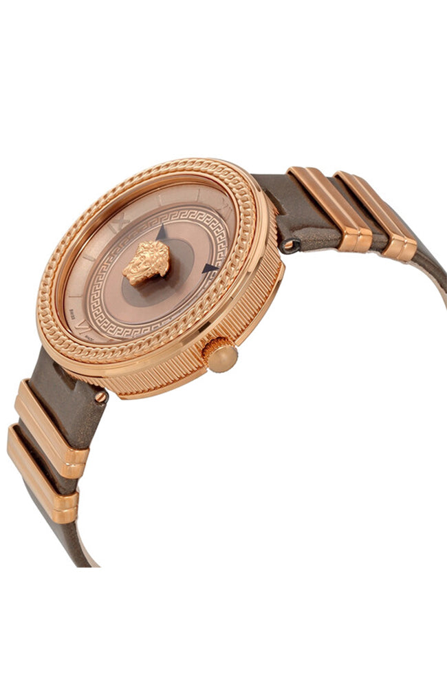 VERSACE V-Metal Brown Leather Strap - VLC130016