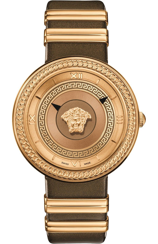 VERSACE V-Metal Brown Leather Strap - VLC130016