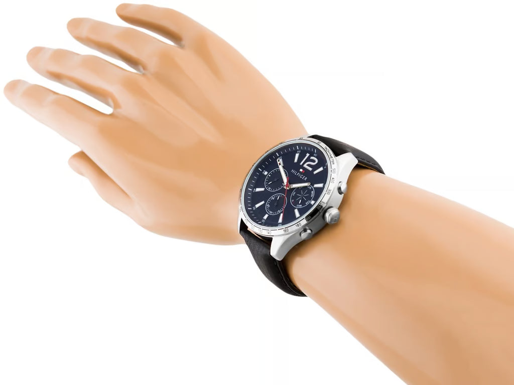 Men's Tommy Hilfiger Gavin Black Leather 44mm Watch - 1791468