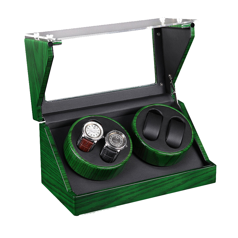 Green & Transparent Double Watch Winders (Winding 4 Watches)
