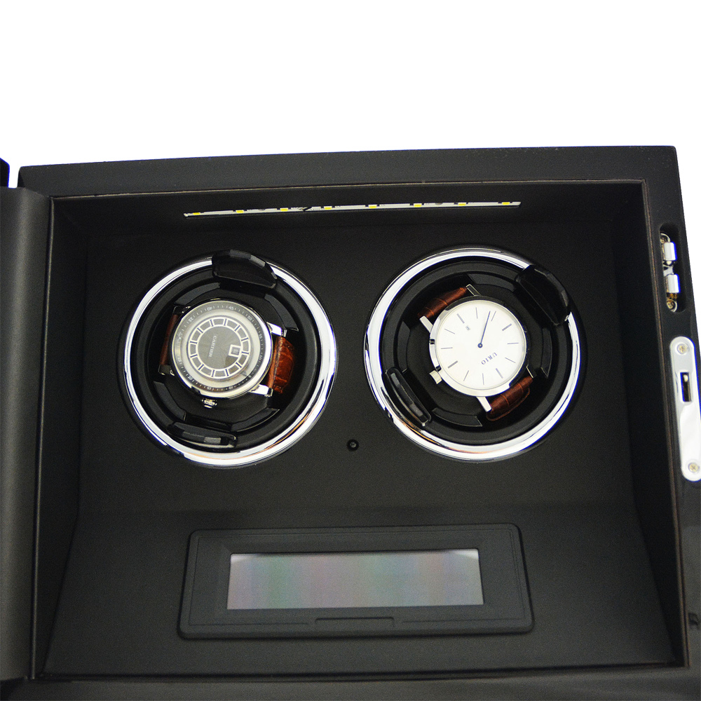 Wooden Dual watch winder (LED Interior Backlight)