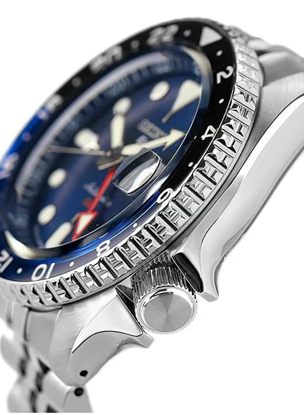 Men's Seiko 5 Sports SKX GMT "Blueberry" Automatic Blue Dial Bracelet Watch 42.5mm - SBSC003