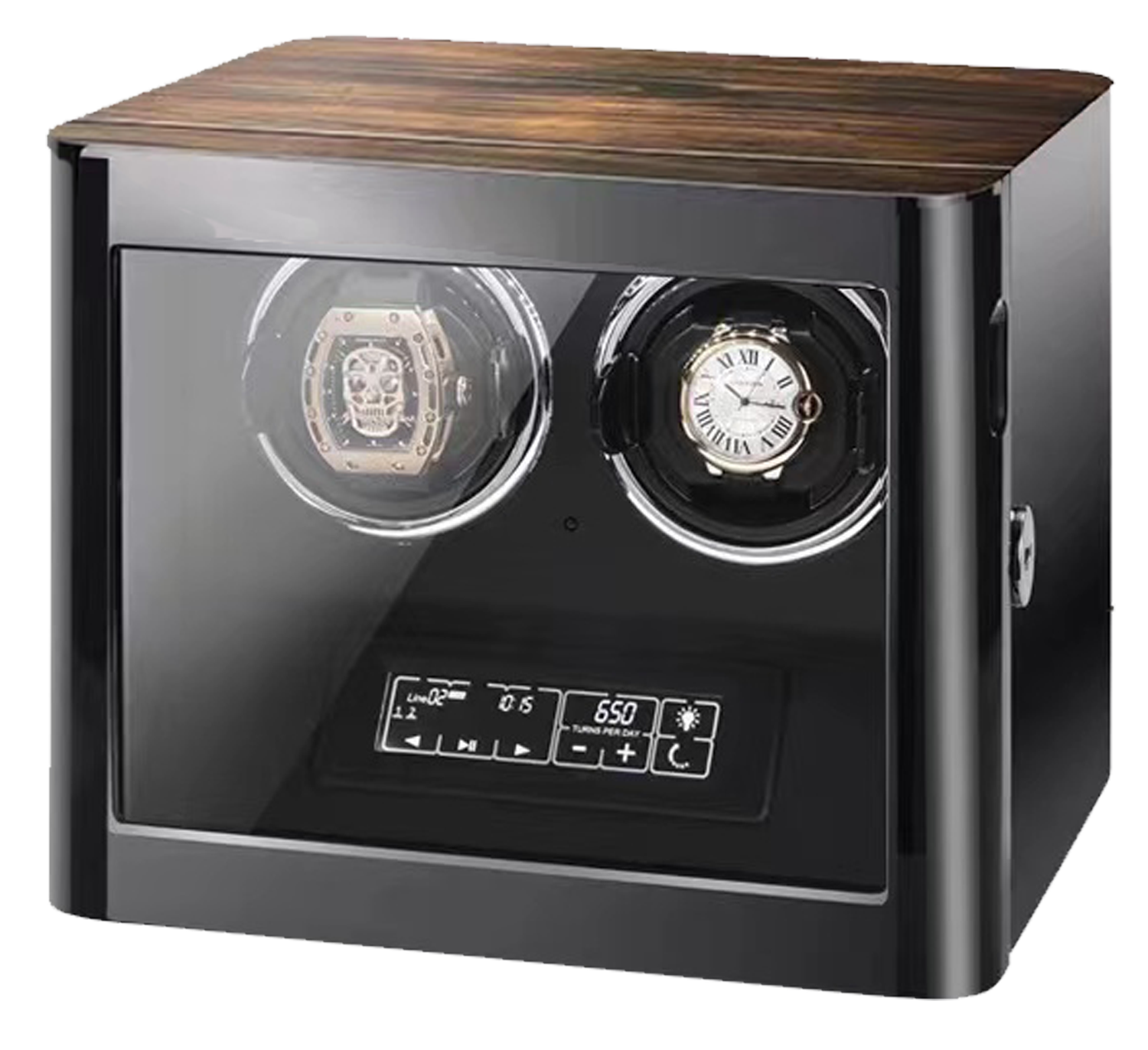 Wooden Dual watch winder (LED Interior Backlight)
