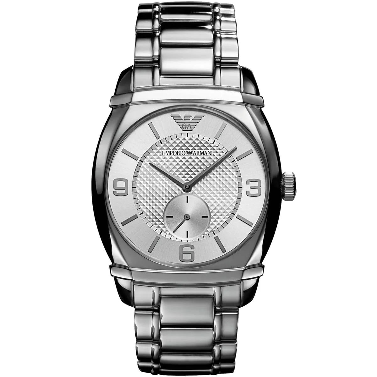 Men's Emporio Armani Classic Tonneau Stainless Steel Silver Dial 41.5mm - AR0339