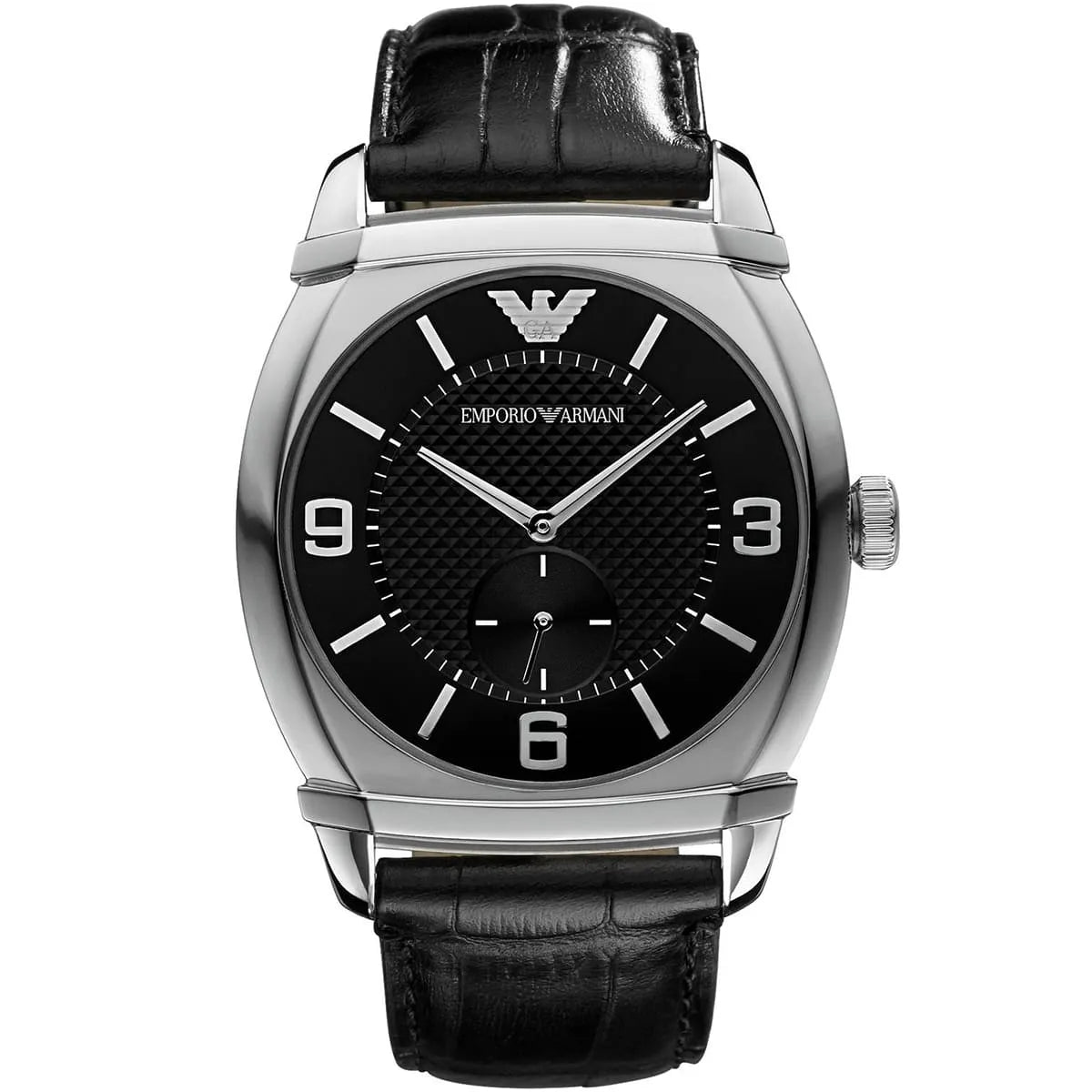 Men's Emporio Armani Classic Small Seconds Black Dial Leather Watch 42mm - AR0342