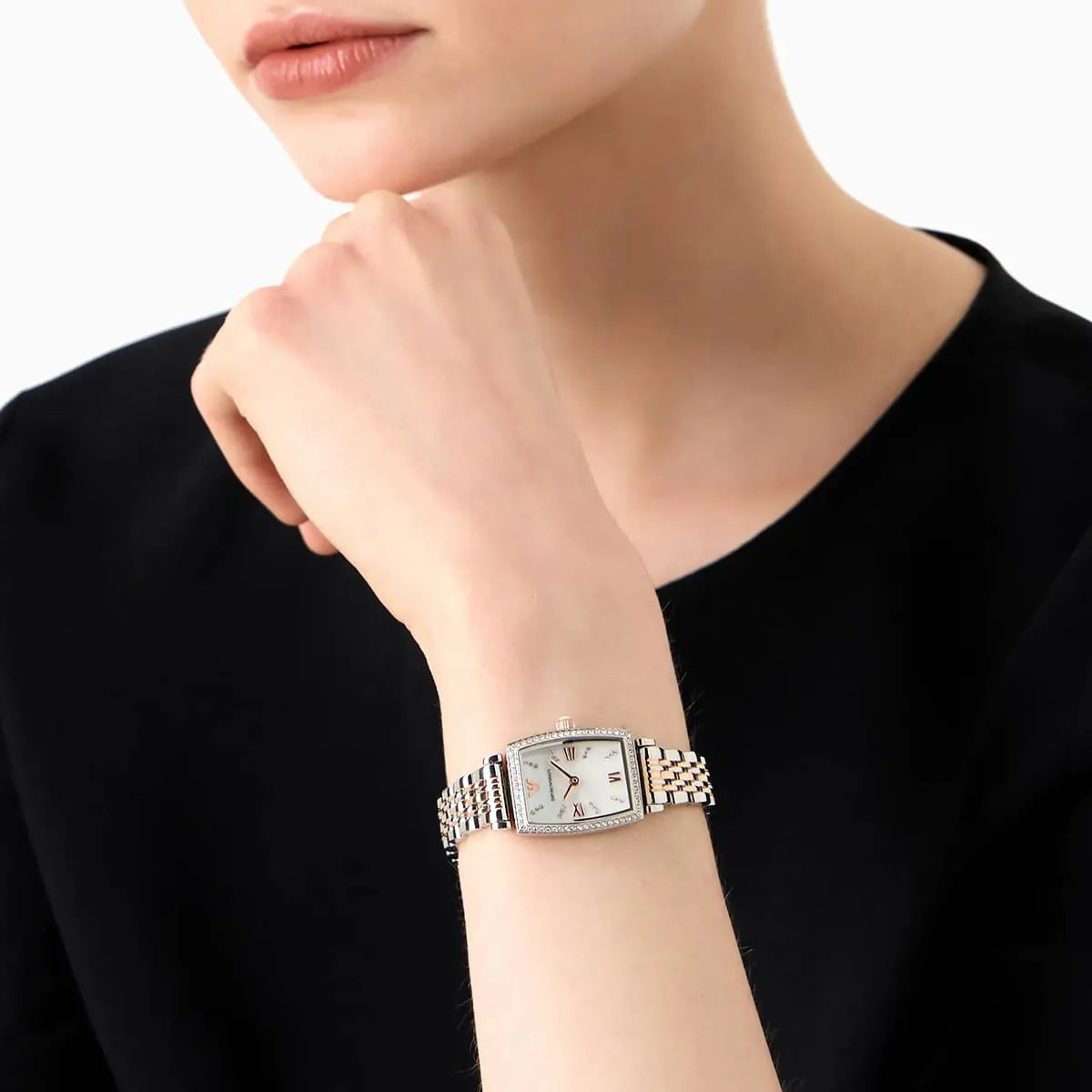 Women's Emporio Armani Rectangular Two-Tone Diamond 26mm Watch - AR11519
