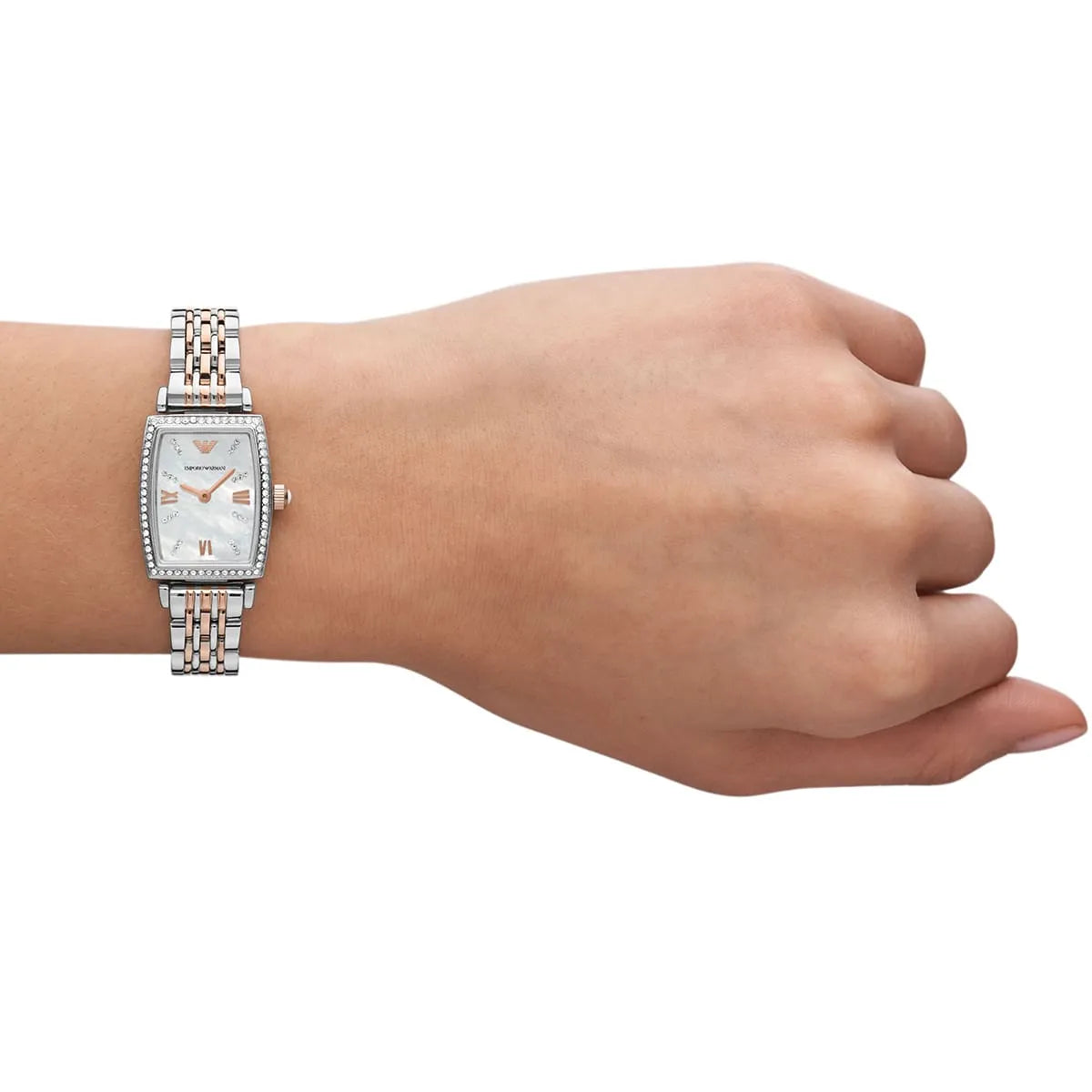 Women's Emporio Armani Rectangular Two-Tone Diamond 26mm Watch - AR11519