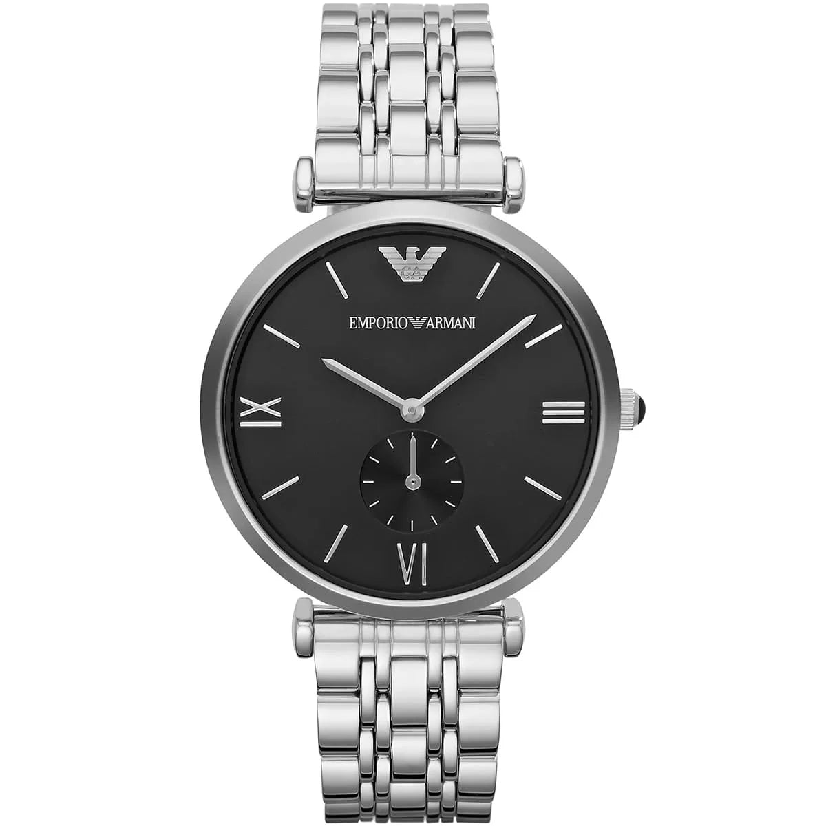 Men's Emporio Armani Retro Black Dial Silver Watch - AR1676