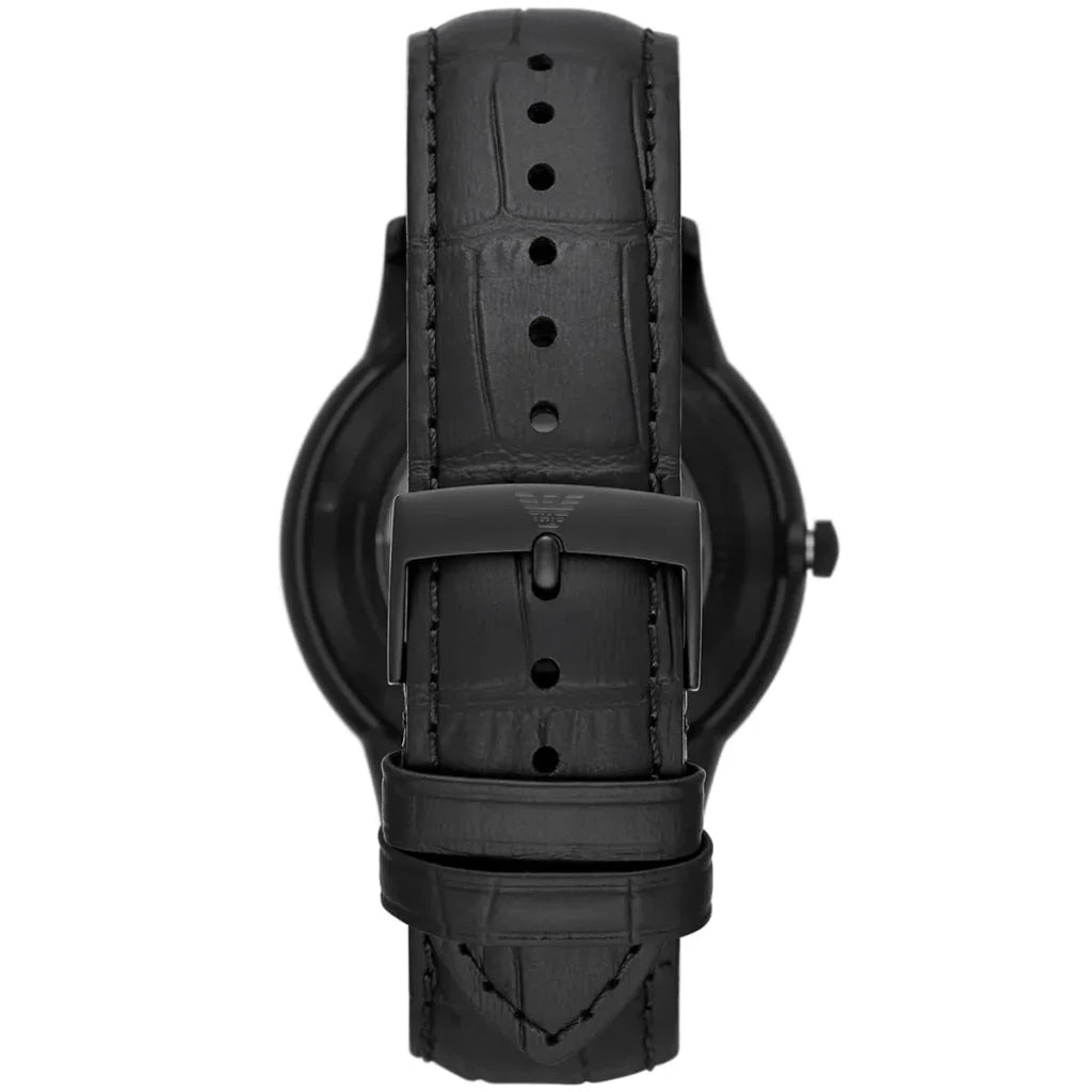 Men's Emporio Armani Automatic Black Leather Watch - AR60042