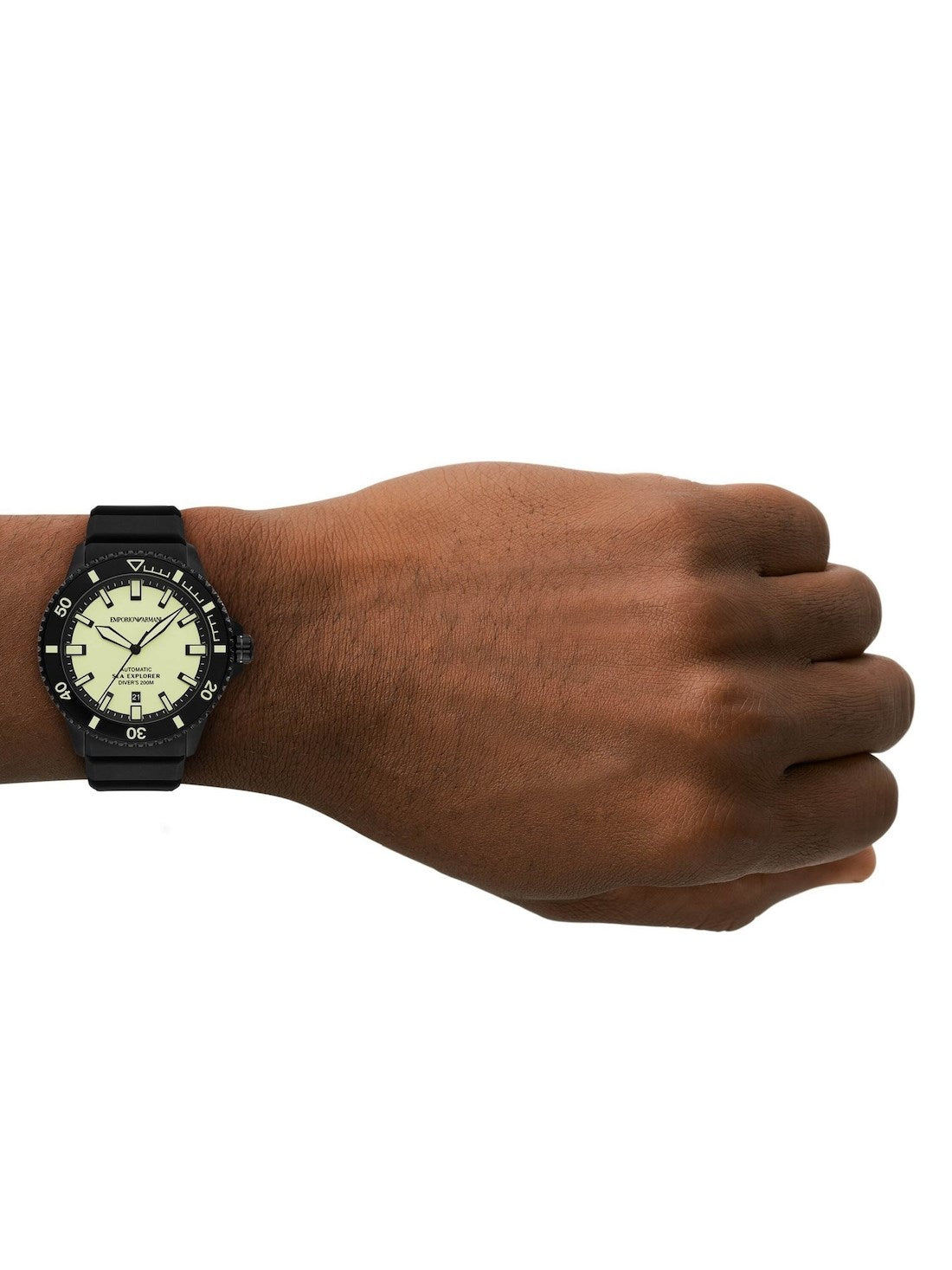 Men's Emporio Armani Sea Explorer Automatic Black Silicon 42mm Watch - AR60085