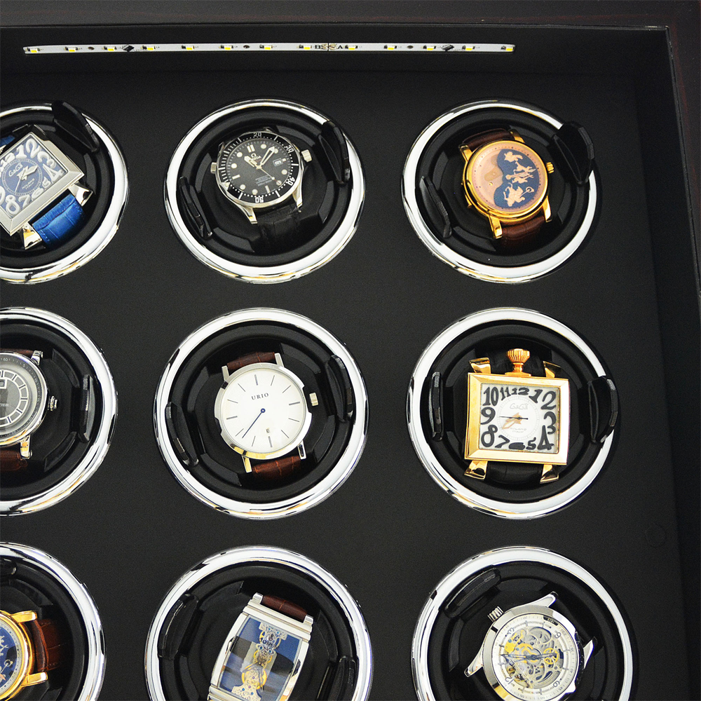 12 Rotation Wooden watch winder (Digital display & control)