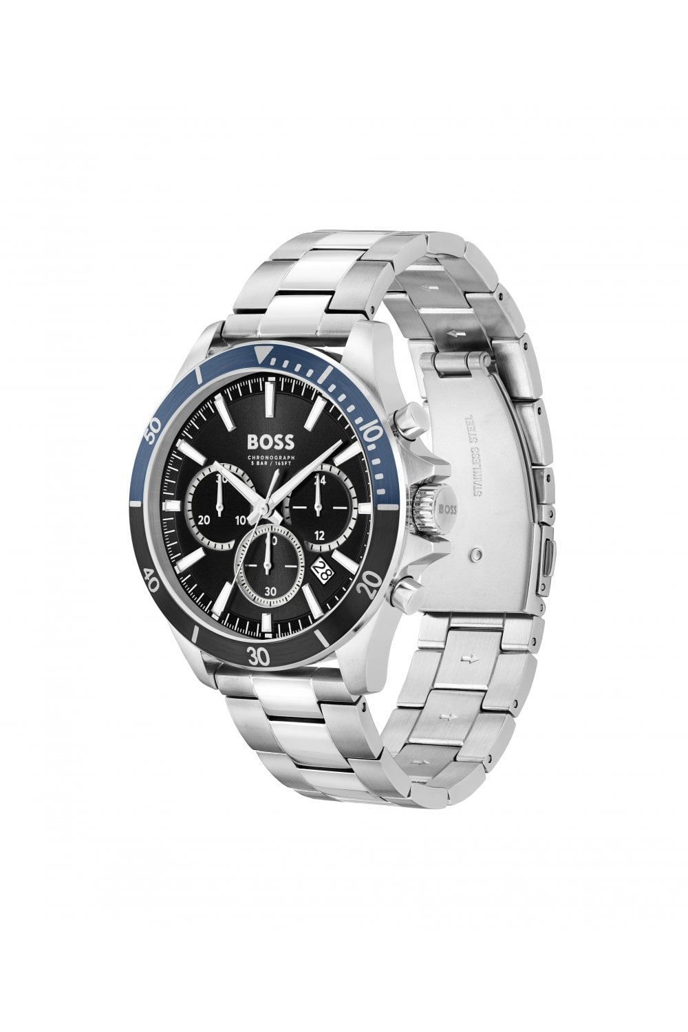 Men's Hugo Boss Silver Steel Black Dial Chronograph Watch - 1514101