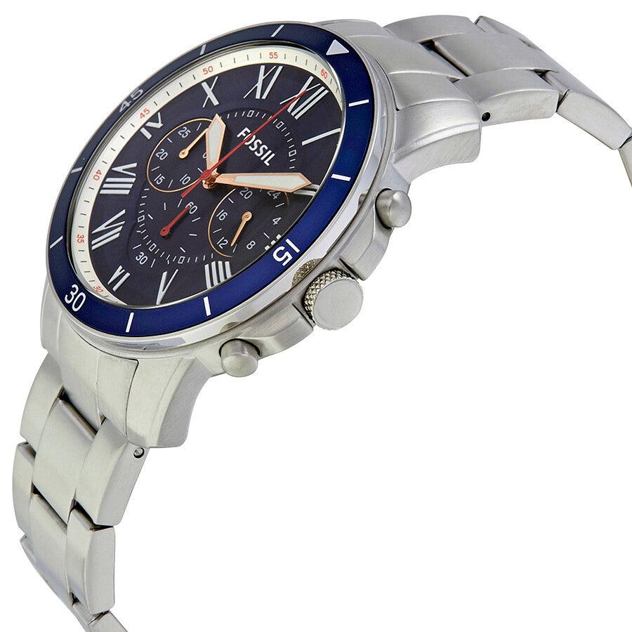 Men's Fossil Grant Sport Chronograph Blue Dial Stainless Steel Watch 44mm - FS5238