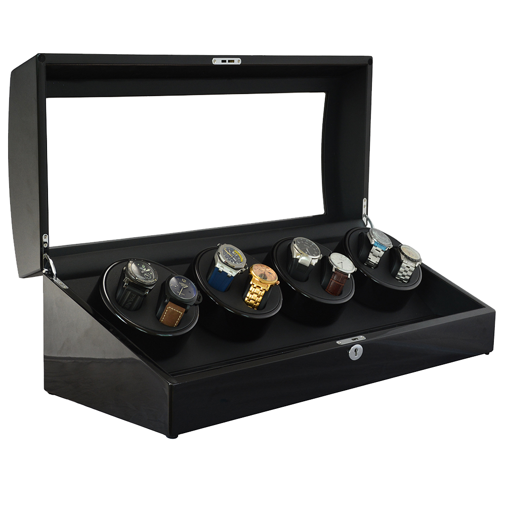 Quad Black / Wooden Watch Winder (8+9 watches)