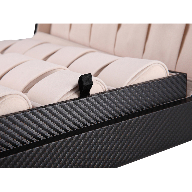 18-slot Leather Watch Display Case (Carbon Finish)