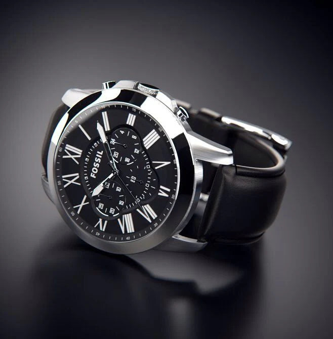 Men's Grant Chronograph Black Leather Watch - FS4812