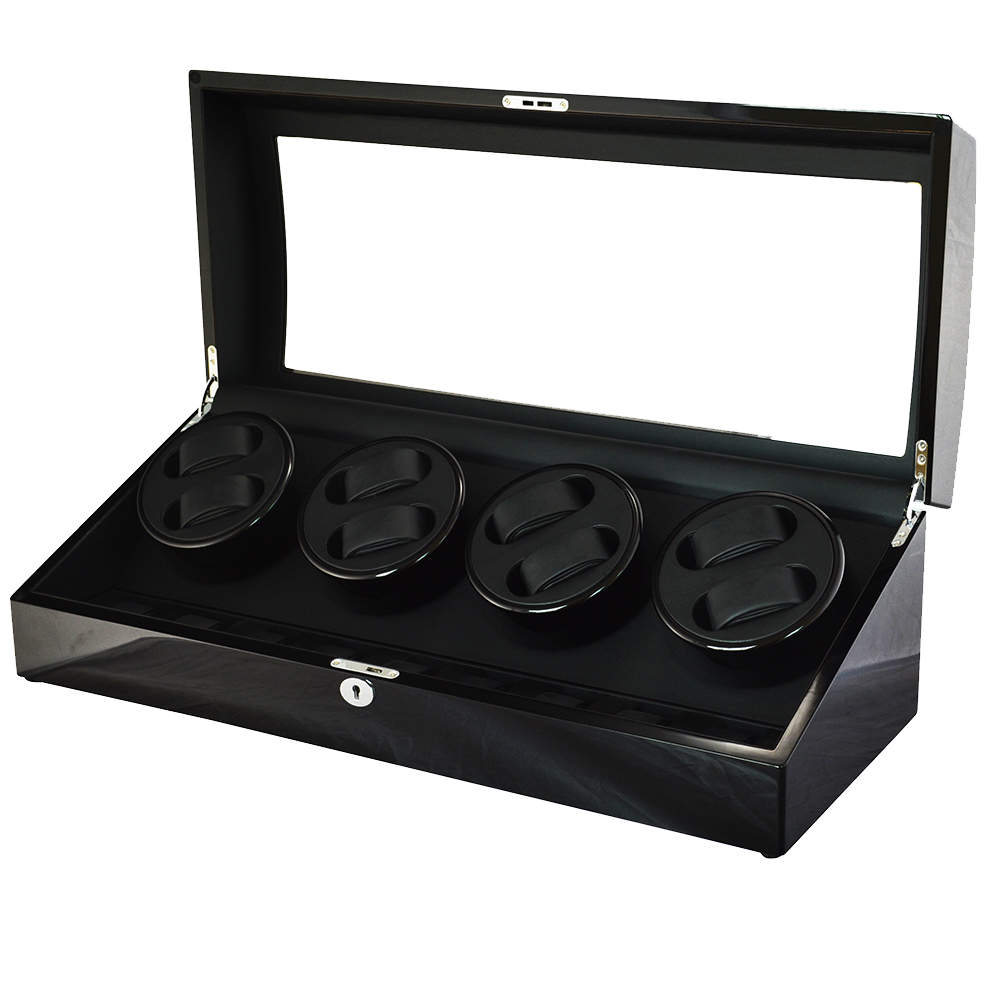 Quad Black / Wooden Watch Winder (8+9 watches)