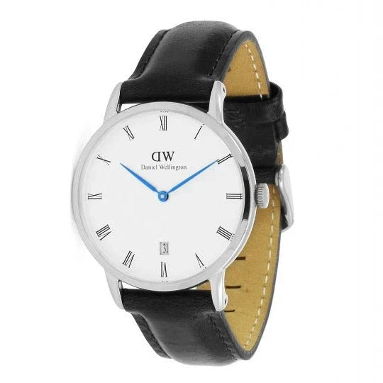 Daniel Wellington Dapper Sheffield White Dial Black Leather Strap Women's Watch - DW00100096