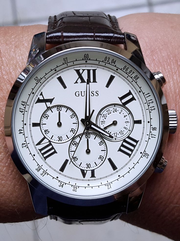 Guess U0380G2 Men's Brown Leather Band Quartz Dressy Chronograph Analog Watch