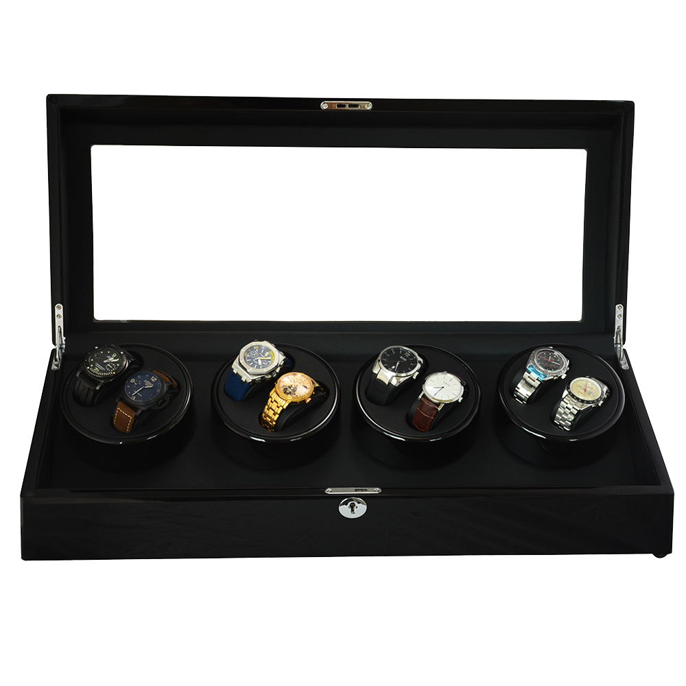 Quad Black / Wooden Watch Winder (8+9 watches)