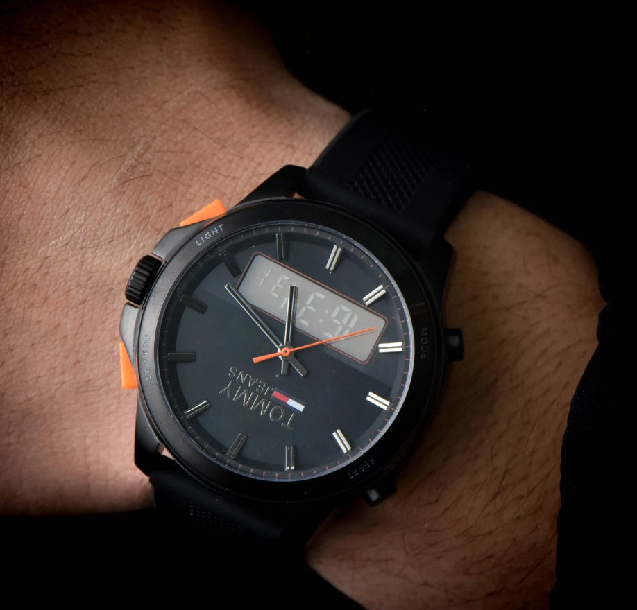 Tommy Hilfiger Black Dial Black Silicone Men's Watch - 1791763