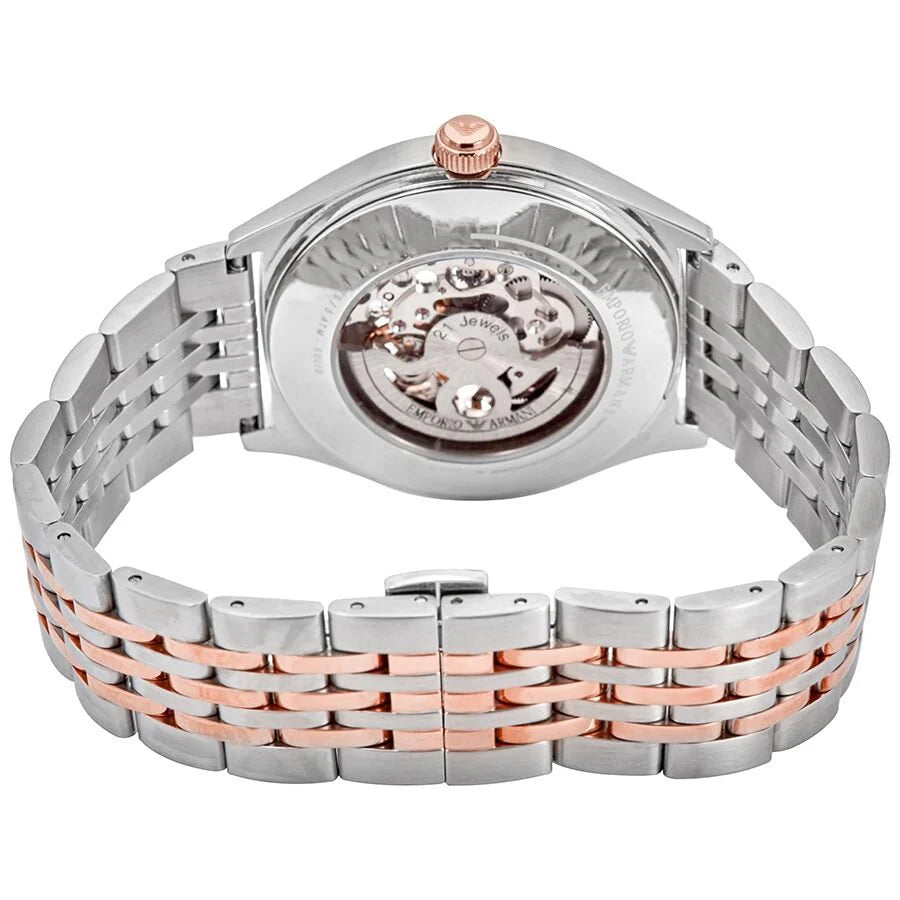 Men's Emporio Armani Meccanico White Dial Two Tone Stainless Steel 43mm Watch - AR60002