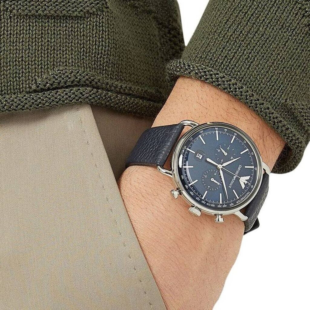 Men's Emporio Armani Aviator Blue Dial 43mm Watch - AR11105