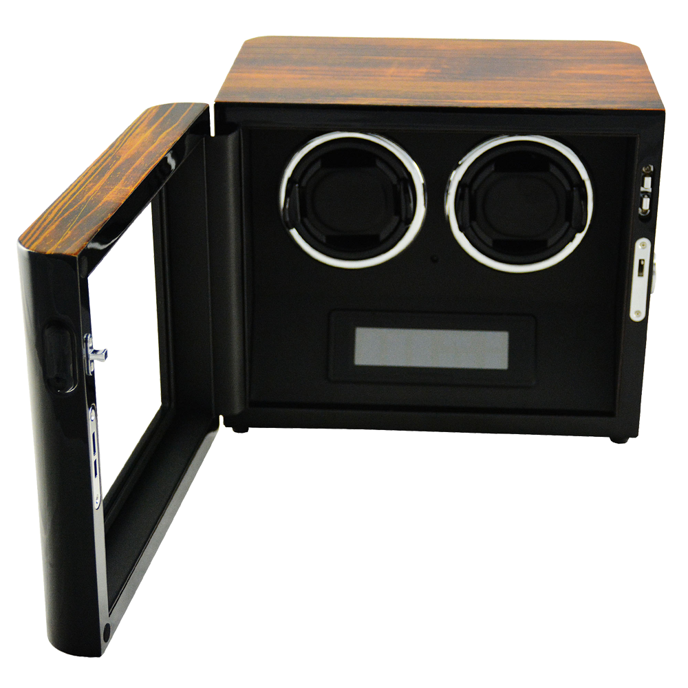 Wooden Dual watch winder (LED Interior Backlight)